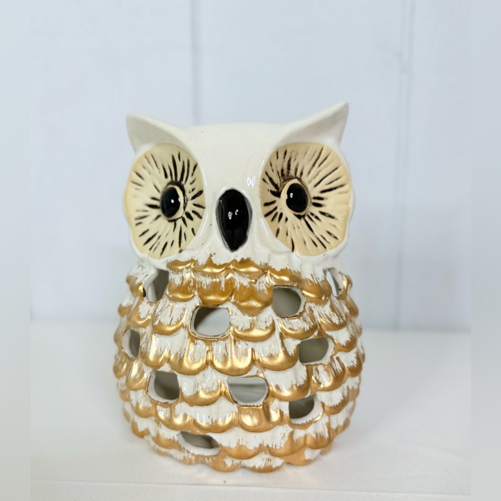 Gold and White Owl Figurine